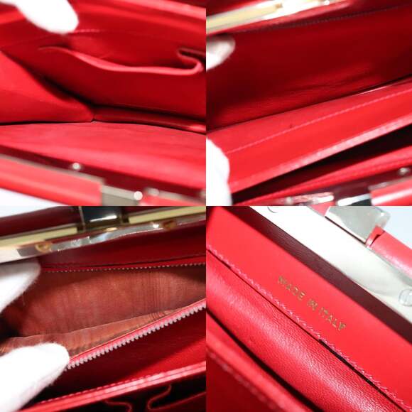 CELINE Shoulder Bag Leather Red Gold - Picture 12 of 12